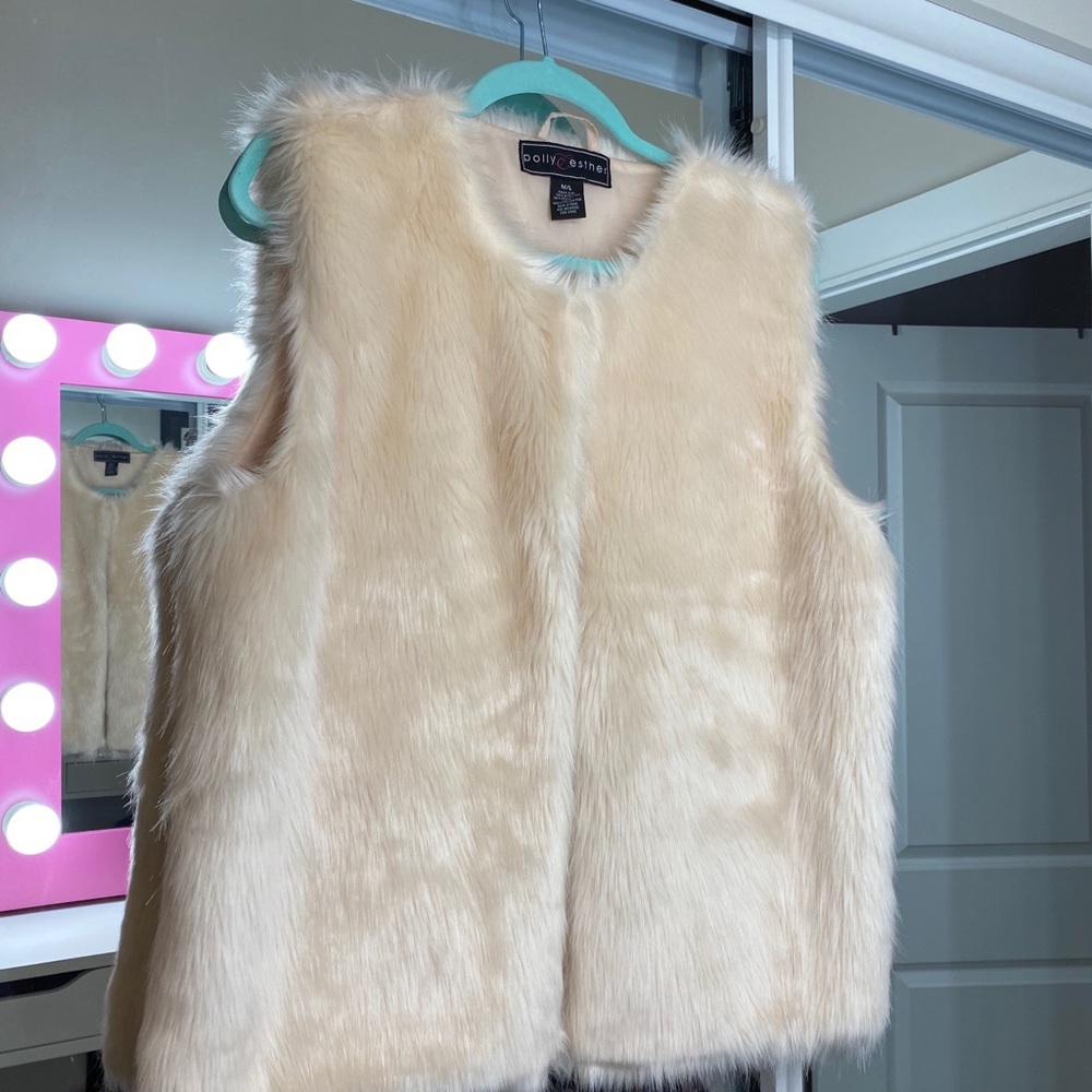 Baby pink faux fur jacket